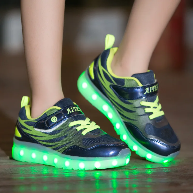 Maat 25 37 Kids Led Sneaker Jongens Schoenen Usb Opladen Kinderen Schoenen  Met Licht Up Lichtgevende Meisjes Gloeiende Sneakers school Schoenen|Sportschoenen|  - AliExpress