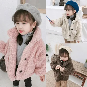 

DFXD Cardigan Jacket Coat Winter Toddler Girl Boy Lambswool Outwear Korean Thick Single-breasted Coats Warm Kids Clothes 2-7T