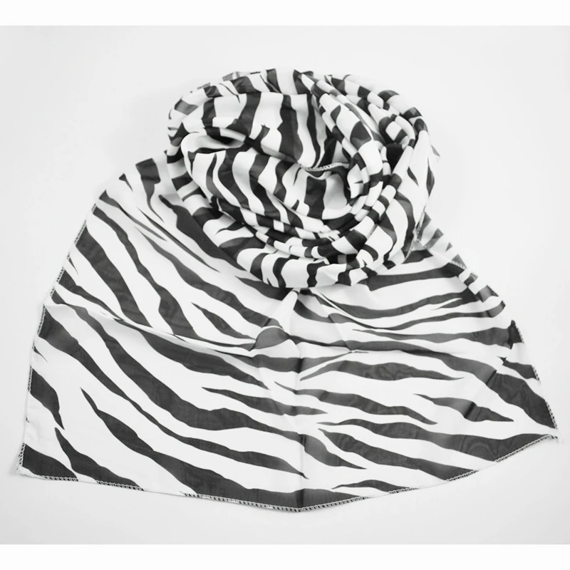 SODIAL(R) czarny biały szyfonowa Zebra paski paski kobiety szal szalik Wrap Pashmina prezent