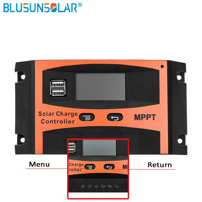 RBL-40A Controlador de cargador solar de 12V/24V Regulador inteligente de batería de panel solar con puerto USB dual 