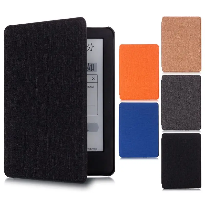 Чехол-книжка из искусственной кожи с тканевым узором для Amazon Kindle Auto Sleep E-reader, защитный чехол для Kindle 6,0 дюйма
