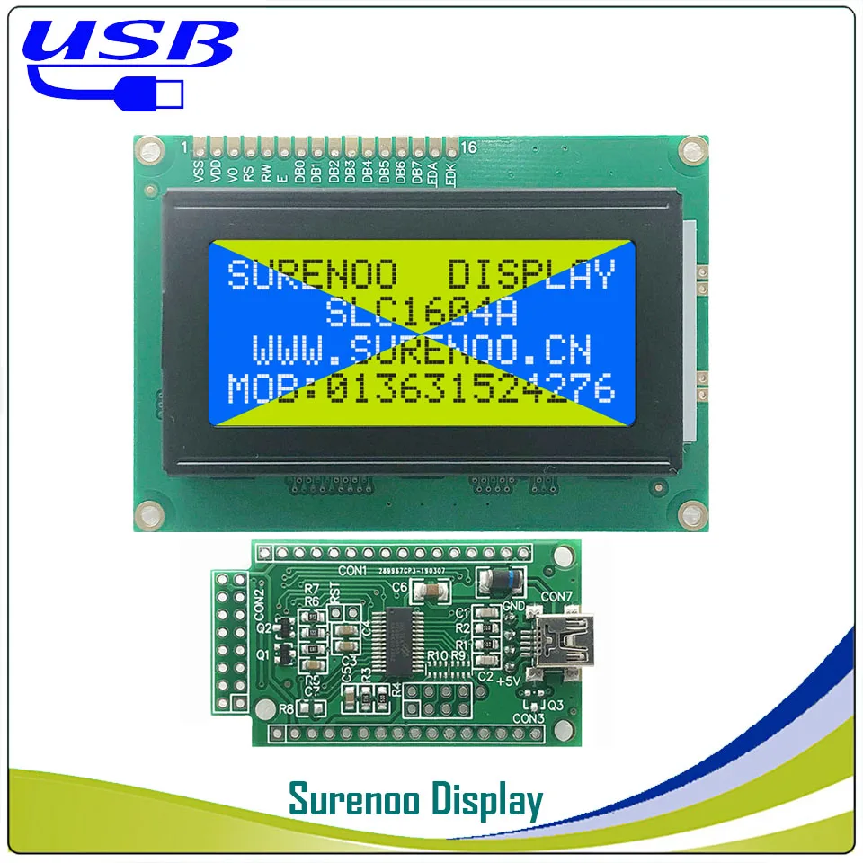 ЖК-дисплей 2USB USB 164 16X4 1604 персональный модуль lcd Экран дисплея Панель справочная информация: подходит ЖК-дисплей Smartie& AIDA64 для DIY(сделай сам