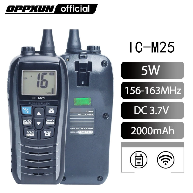 ICOM walkie talkie portátil de vías, Radio marítima Ham, escáner VHF, IPX7, impermeable, Flash flotante marino, envío a IC M25, nuevo|Transceptor| - AliExpress