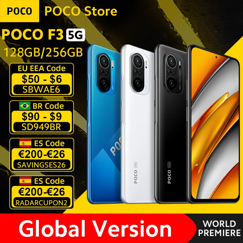 [World Premiere In Stock] Global Version POCO F3 5G Snapdragon 870 Smartphone 128GB/256GB 6.67