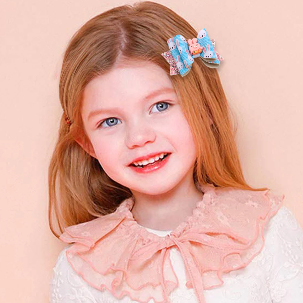 

Baby Girl Glitter Hair Bow with Clip Unicorn Bunny Princess Hairgrips Kids Hairpins For Children Dance Party Girls Accessories