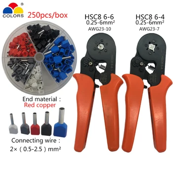 

HSC8 Crimping Pliers Crimper Tubular Terminal 0.25-6mm2 Crimper Suit Hand Tools Crimping Tool Double Terminals Box 0.5-2.5 Suit