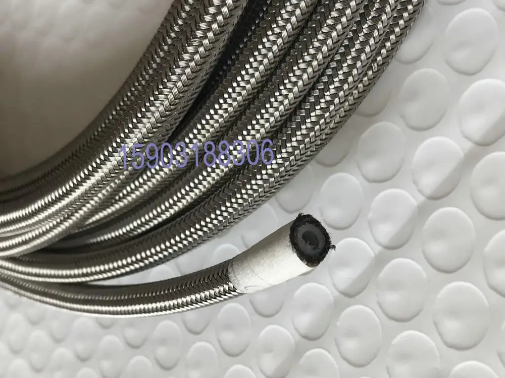 An3 3an duplo aço inoxidável trançado linha de mangueira de freio forrado ptfe motocicleta do carro linha de combustível do freio hidráulico mangueira 10 m-2