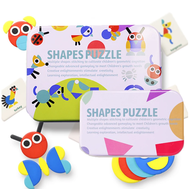 3D Wooden Puzzle Montessori Wooden Toys for Children Sahpe Jigsaw Puzzle Sorting and Stacking Games Kids Earling Learning Toys