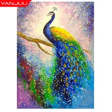 5D Diamond Painting Peacock Diamond Mosaic Full Drill Peacock feather Diamond Embroidery Kits Home Decor Rhinestones Painting