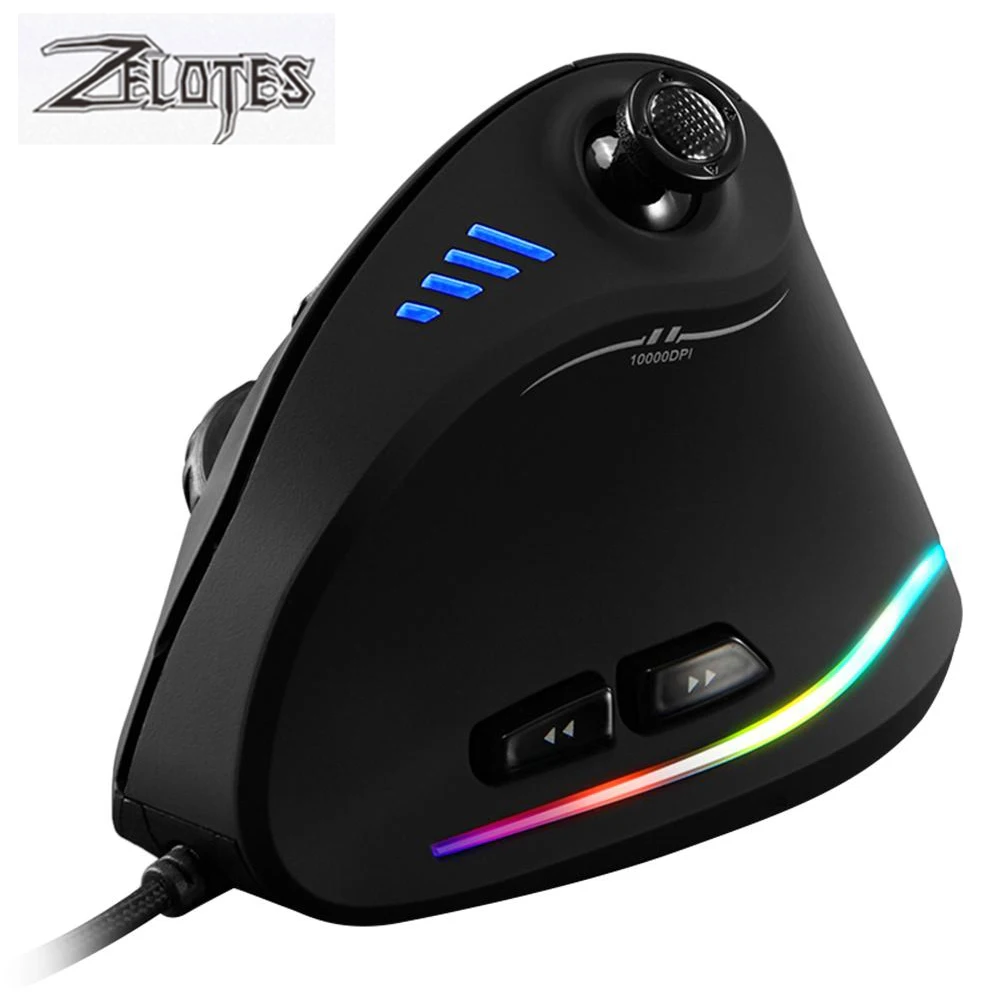 For ZELOTES Vertical Gaming Mouse Programmable USB Wired RGB Optical Mouse 11 Buttons 10000 DPI Adjustable Ergonomic Gamer Mice gaming mouse wired mouse