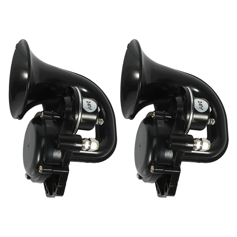 2X Truck 135Db Air Horn 12/24V Super Loud Trumpet Air Horn with Electric Valve Flat for Auto Car