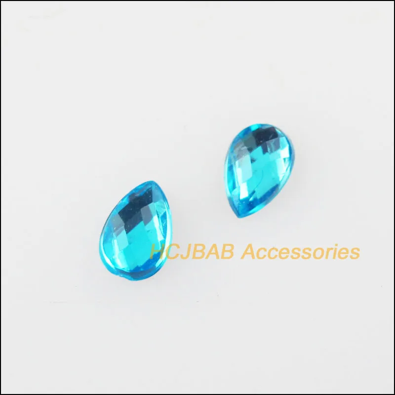 

300Pcs Sky Blue Faceted Teardrop Acrylic Plastic Rhinestone FlatBack 4x6mm