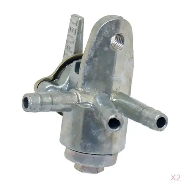 2x Gas Tank Fuel Petcock Switch Shut Off Valve 3 Port for 50cc 70cc 90cc 100cc 110cc ATV Quad Pocket Dirt Bike - Silver