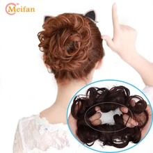 MEIFAN, для девочек, кудрявые резинки, эластичные шиньон с резинкой, коричневый, серый, синтетические волосы, кольцо, обруч для волос, пучок, конский хвост