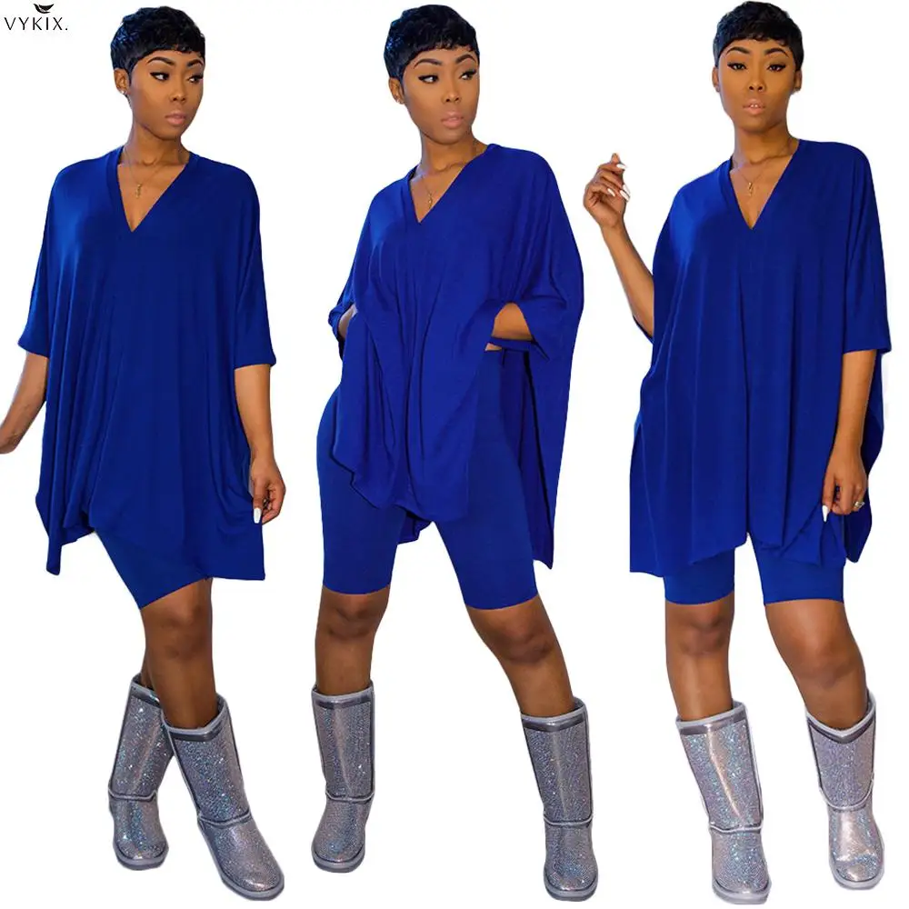 

Tracksuit Women Set Loose Summer V-neck T-shirt+shorts Two Piece Set Suit Night Clubwear Party Sportswear Streetwear Sweatsuit