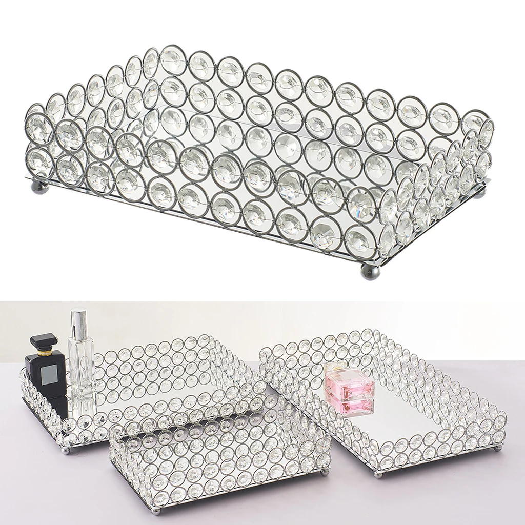 Mirrored Vanity Tray Jewelry Cosmetic Perfume Bottle Decorative Tray Tray