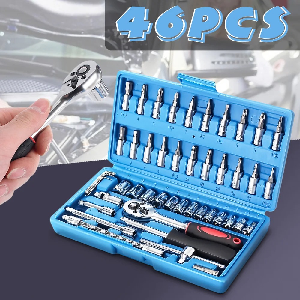 

46Pcs 1/4 and 3/8-inch Drive Bit and Torx Bit Socket Wrench Set Combination Fixing Tools