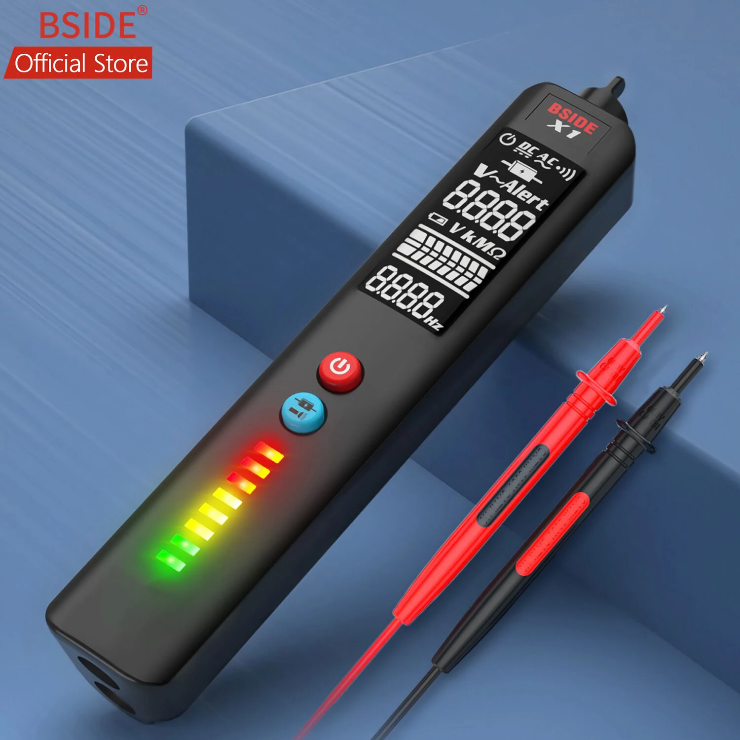 BSIDE X1 Voltage Detector LCD 3-Line Display NCV Adjustable Sensitivity Dual Range AC Voltage Sensor Tester