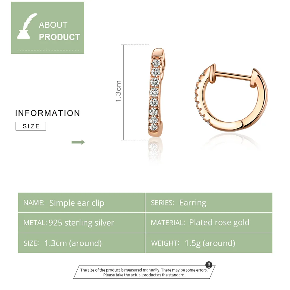 Bamoer 925 Silver Huggie Hoop Earrings for Women with Cubic Zirconia 10 Colors Gold Color Statement Jewelry SCE498