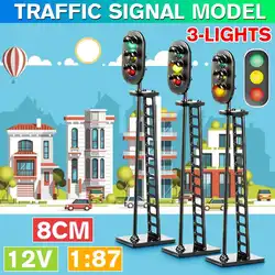 3 шт. модель железной дороги 1: 87 красный желтый зеленый блок сигнала дорожного движения масштаб 6,3 см дорожный светильник черный столб с