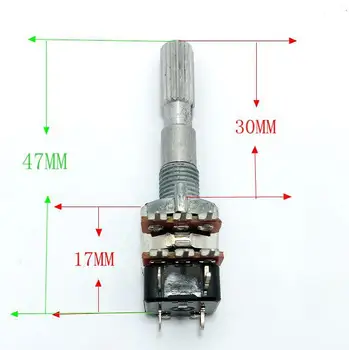 

2pcs/lot RK12 type dual potentiometer with rotary switch computer speaker volume adjustment B50K audio amplifier
