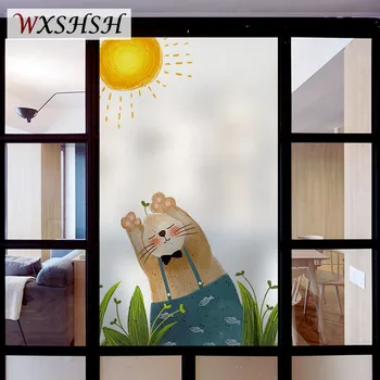 

Customized Size Static Cling Window Sticker Sun And Cat Decorative Private Reusable Glass Film For Home Office Restaurant Store