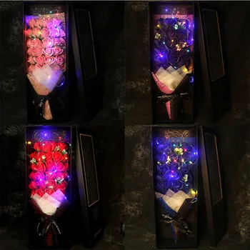 

Valentine's Day LED Light Soap Flower Gift Rose Box Wedding Room Holiday Gift box For valentines Day and Girldfriend love 2019