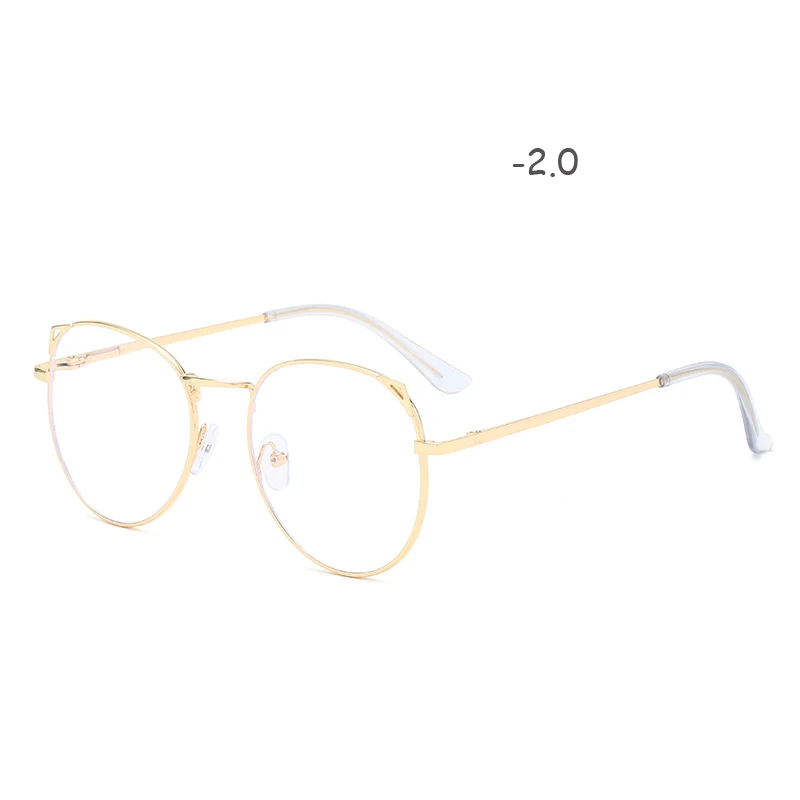 Готовые Очки для близорукости, женские, TR90, Ультралегкая оправа, очки для близорукости, для женщин и мужчин, очки против синего излучения, 0-1,0-2,0-2,5-4,5-6,0 - Цвет оправы: Gold 200