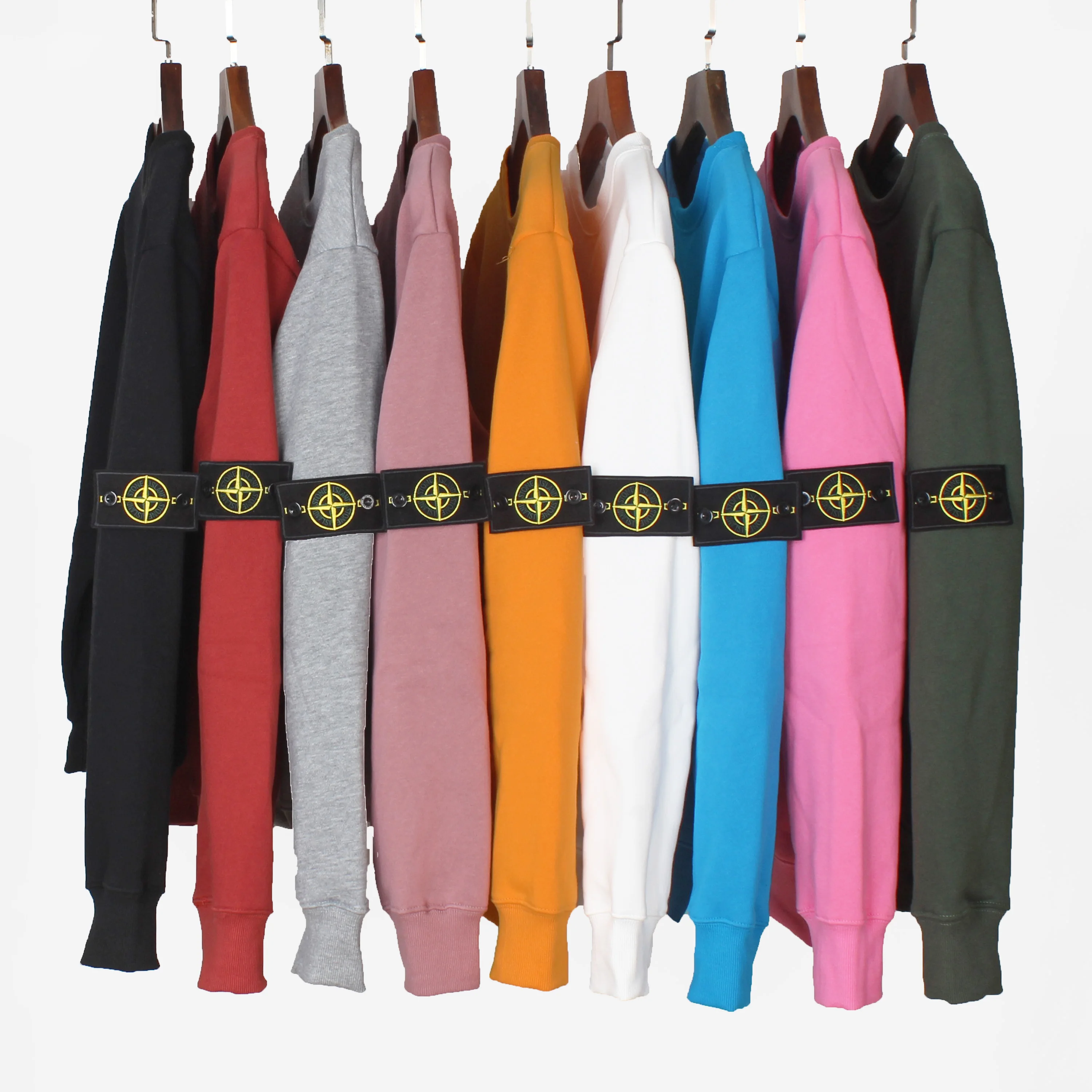 

9 Colors ISLAND Candy Colors STONE Plus Velvet Thickening Hoodies Men Casual Couple Loose O-neck Sweatshirts