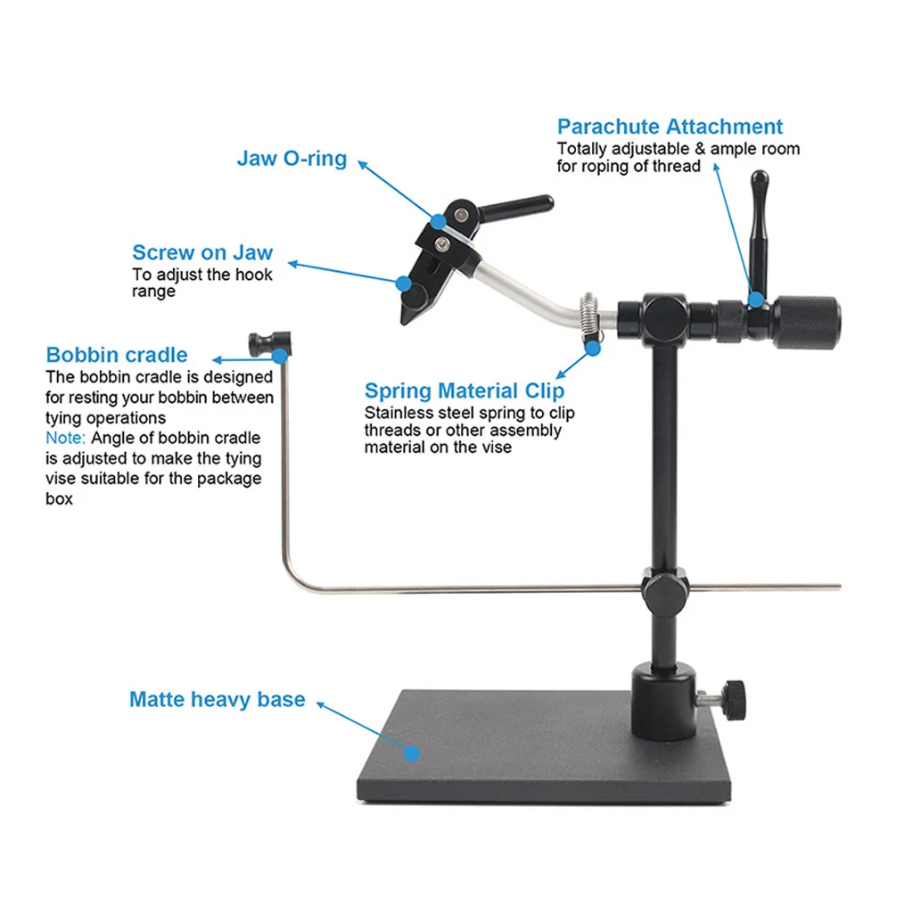 Rotary Fly Tying Vise Machined Alloy Travel Vise With Base Fishing Tool Set Traveler Fly Fishing Tackle Kit