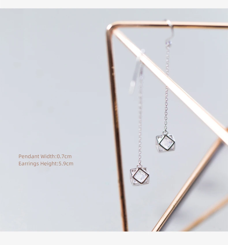 Modian 2021 New Style Swing Long Tassel Square Zircon Drop Earrings Charm Party 925 Sterling Silver Wedding Engagement Jewelry