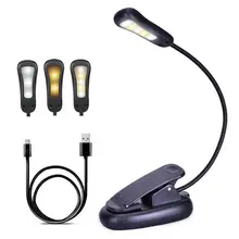 Зажим светодиодный настольная лампа для чтения USB Перезаряжаемый современный легкий ночной DC4.5 кабель Повседневный свет 5 светодиодный s, 10 светодиодный s