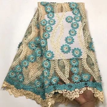 

NEW High Quality 2019 Tulle Beaded French Nigerian Lace Fabrics Pearls Embroidered Guipure African 3d Lace Fabric ZL-524