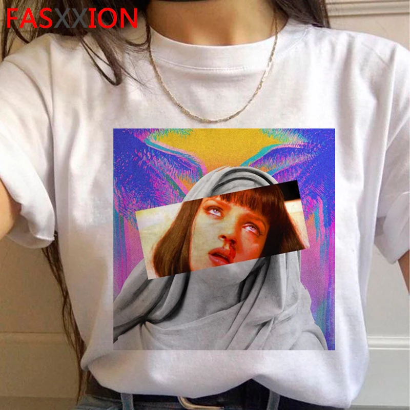 Pulp fiction Harajuku гранж Футболка женская Миа Уоллес Эстетическая Ullzang футболка 90s Забавный мультфильм футболка Модный Топ Футболка женская - Цвет: H4479