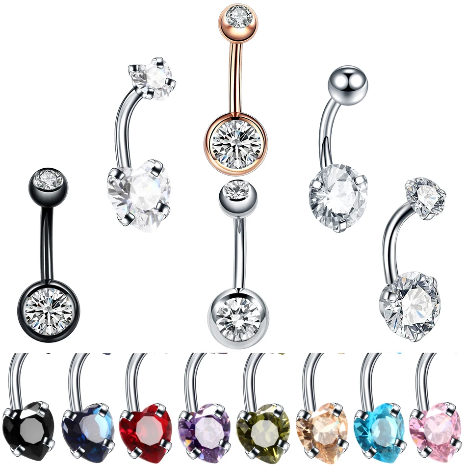 

1PC Steel Double Gem Dangle Earrings Belly Button Piercings Navel Bar Stud Retainer Ombligo Nombril Piercings Sexy Women Jewelry