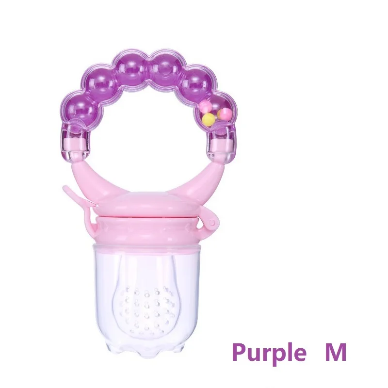 purple m Для детских бутылочек, соски-пустышки нагрудник для малыша Детские свежий Ниблер для кормления младенцев фрукты Фидер погремушка Bite Редкие ниппельная кормушка - Цвет: purple m