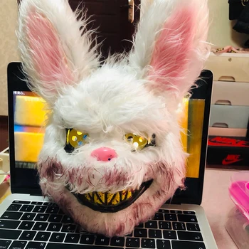 

Halloween Cosplay Masque Tricky Mask Evil Bloody Rabbit Mask Horror Masks Masquerade Party Mask Model Plush Toy Supplies