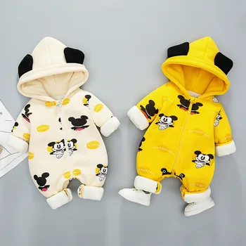 

HYLKIDHUOSE 2019 Winter Toddler Infant Newborn Rompers Baby Girls Boys Jumpsuits Warm Thicken Outdoor Onesies Kids Coats