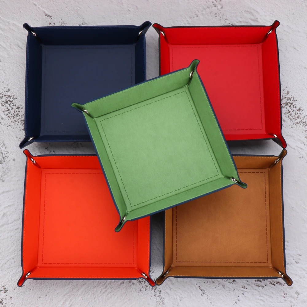 PU Leather Storage Trays Decor Trays for Key Wallet Makeup Desktop Storage Box