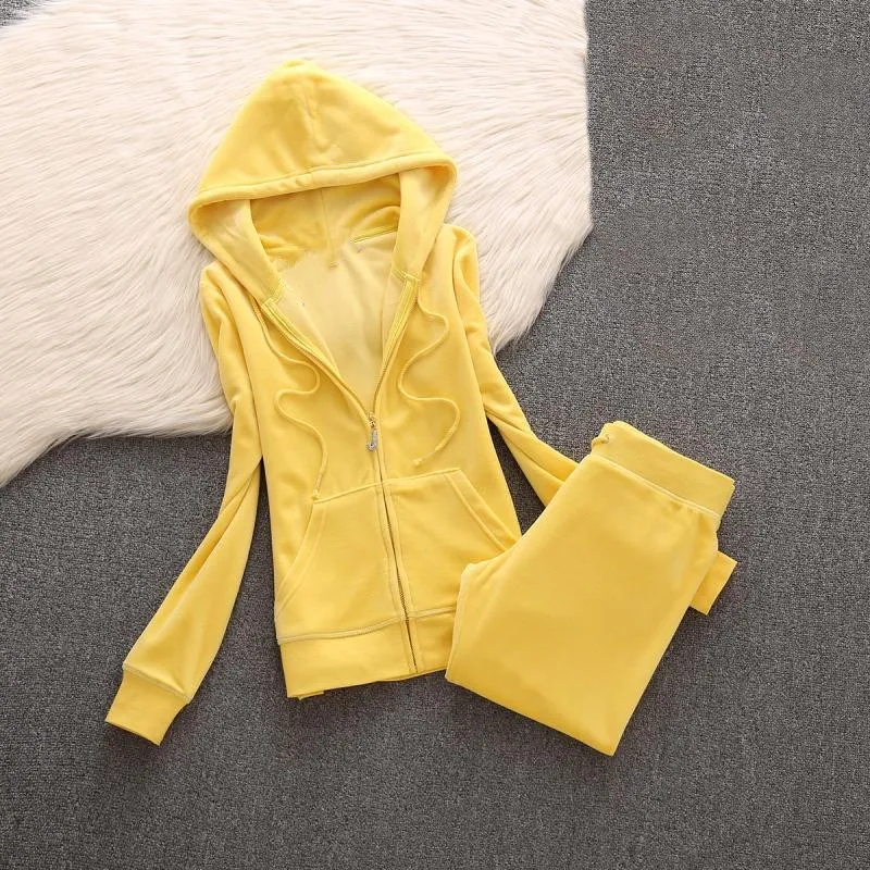 

Women Vintage Pockets Hoodies Coat Pant Velvet Two Piece Set Zip 2019 Autumn Winter Long Sleeve Slim Outfits Solid Suit