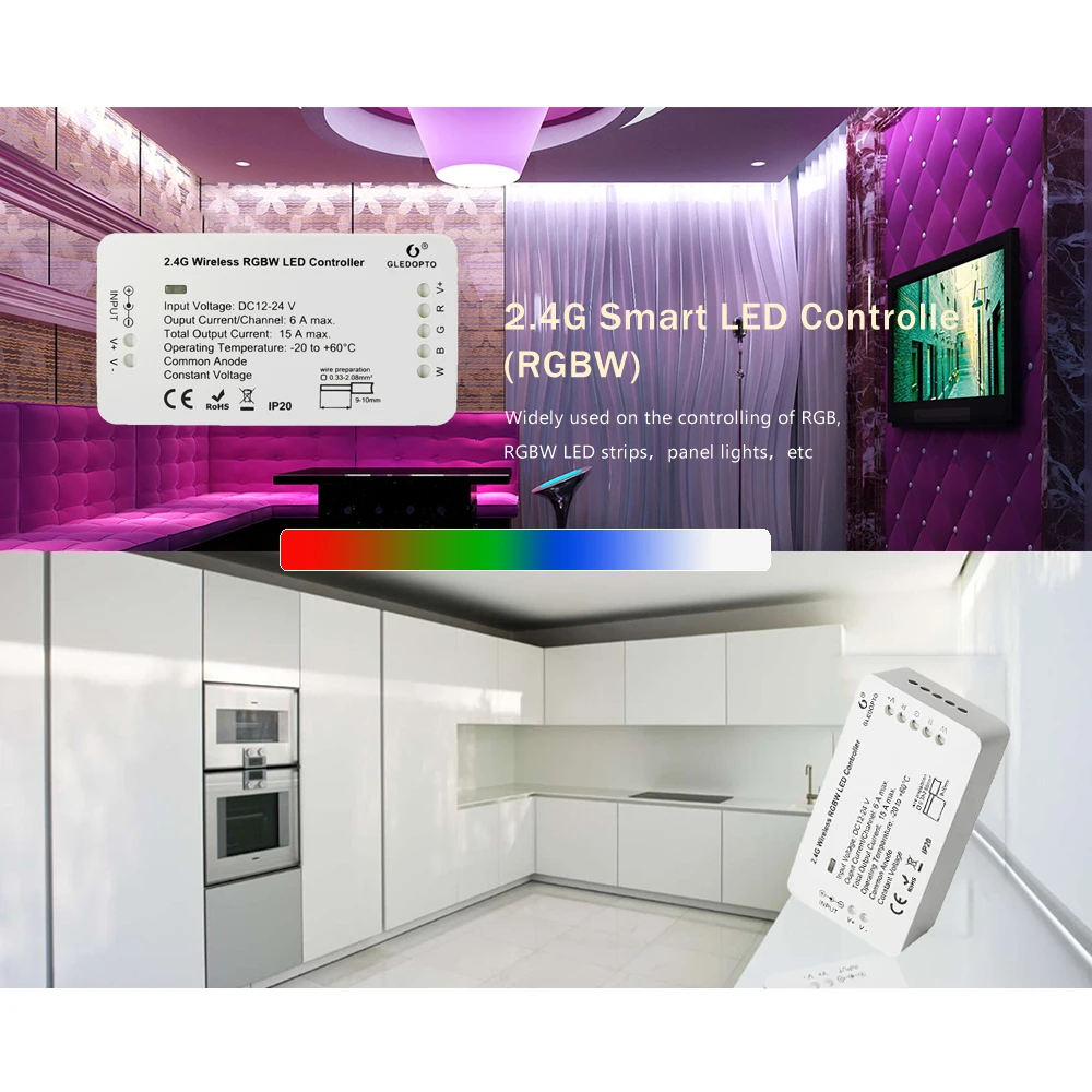 2.4G Wiress ZIGBEE LED Controller RGBW RGB+CCT 15A DC12V-24V Dimmer Led Strip Driver Smart Wifi ZIGBEE Tape Controller