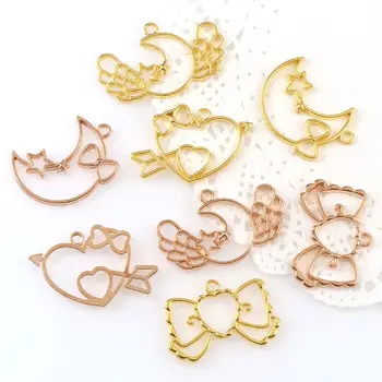 

4Pcs Moon Star Heart Bow Resin Frame Pendant Open Bezel Setting Jewelry Making