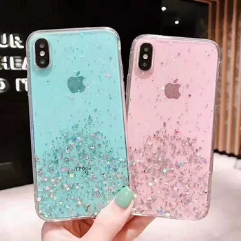 

50pcs/lot For iPhone 11 Pro Max Glitter Clear Bling Case For iPhone XS Max XR 8 7 6 Plus
