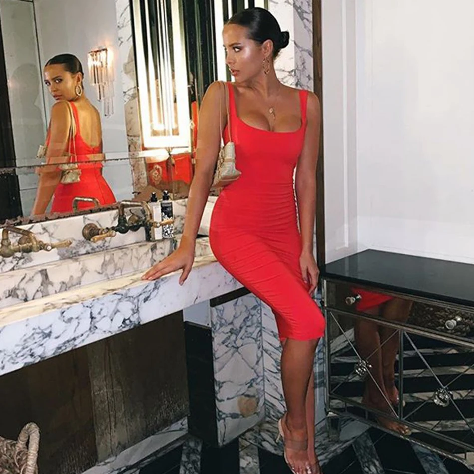 Adyce новое летнее красное Бандажное платье с открытой спиной женское сексуальное облегающее Клубное вечернее платье в стиле знаменитостей Vestidos