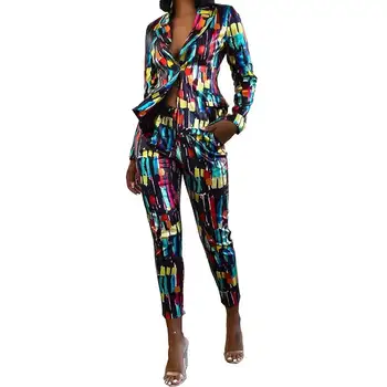 

Plus Size Cool Colorful Two Piece Set Women Party Festival Top Pant 2 Piece Sets Women Sexy Club Outfits Matching Suit & Pants