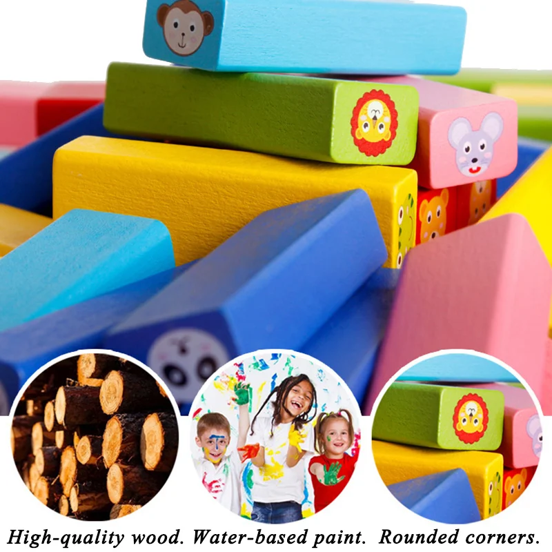 Wooden Rainbow Blocks Stack Children Toys Stacking Tower Dice Colors Matching Board Game Sensory Game Montessori Educational Toy 5