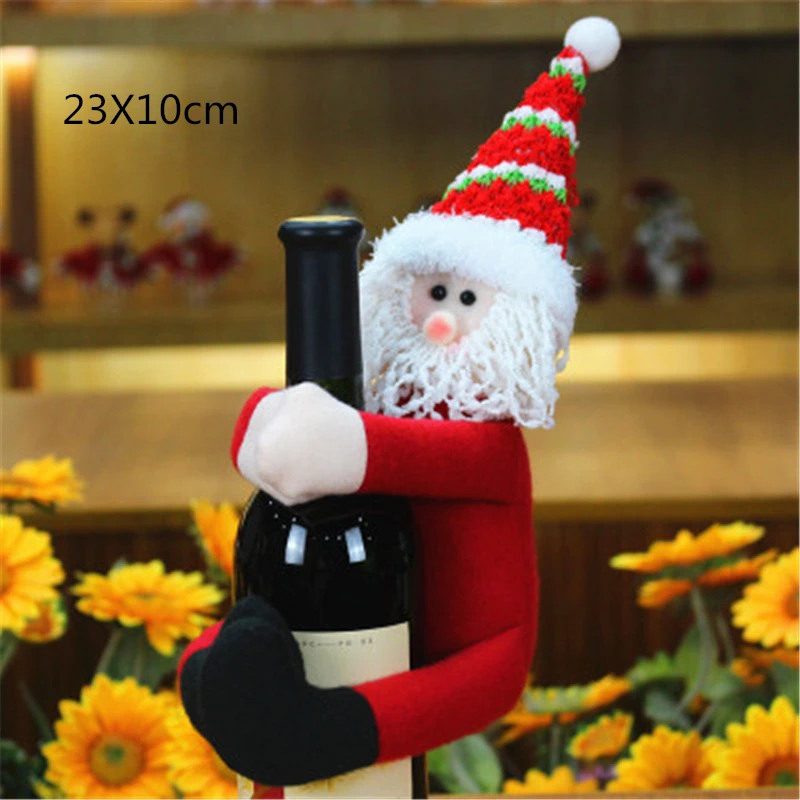 Рождественские красные чехлы для винных бутылок Снеговик Санта Клаус обнимающий креативный Декор новогодние вечерние украшения для дома - Color: Santa Claus