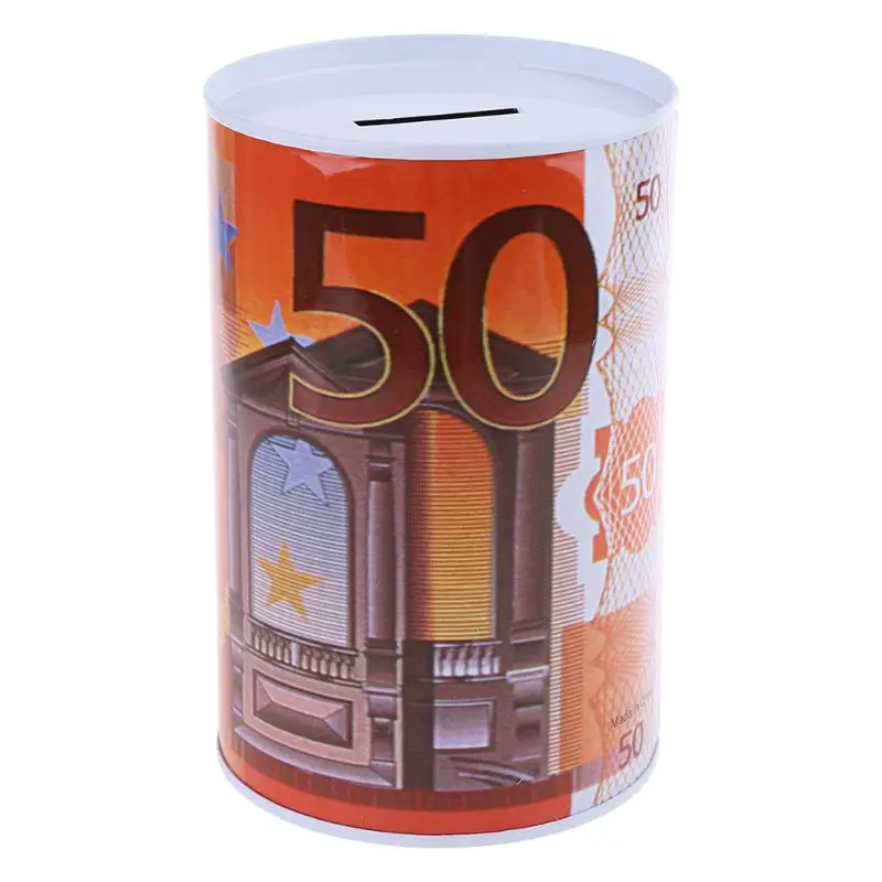 Креативный евро доллар металлический цилиндр копилка экономия денег коробка украшение дома - Цвет: 50
