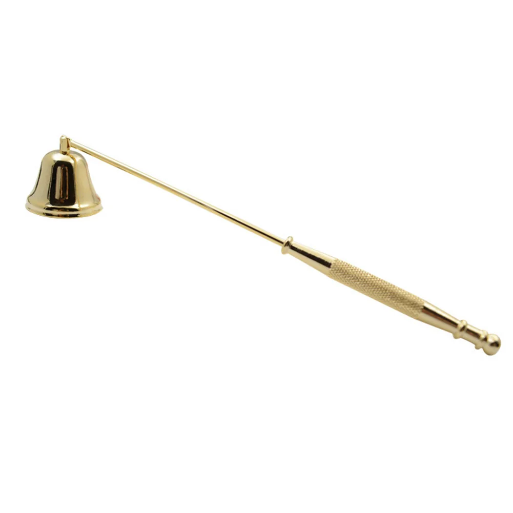 Gold Длинная ручка свеча Snuffer Винтаж безопасно гасит аксессуары украшения дома крышка инструмент форма колокольчика нержавеющая сталь банкет - Цвет: Gold
