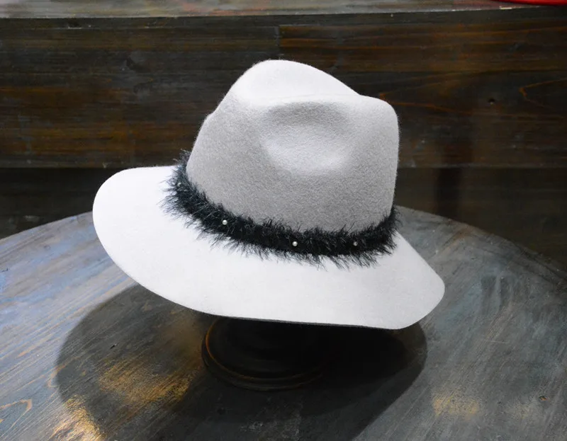 01912-HQ-FW108033 влюбленных деньги страуса волос лента Шляпа Fedora мужчин женщин Панама джазовая, шляпа